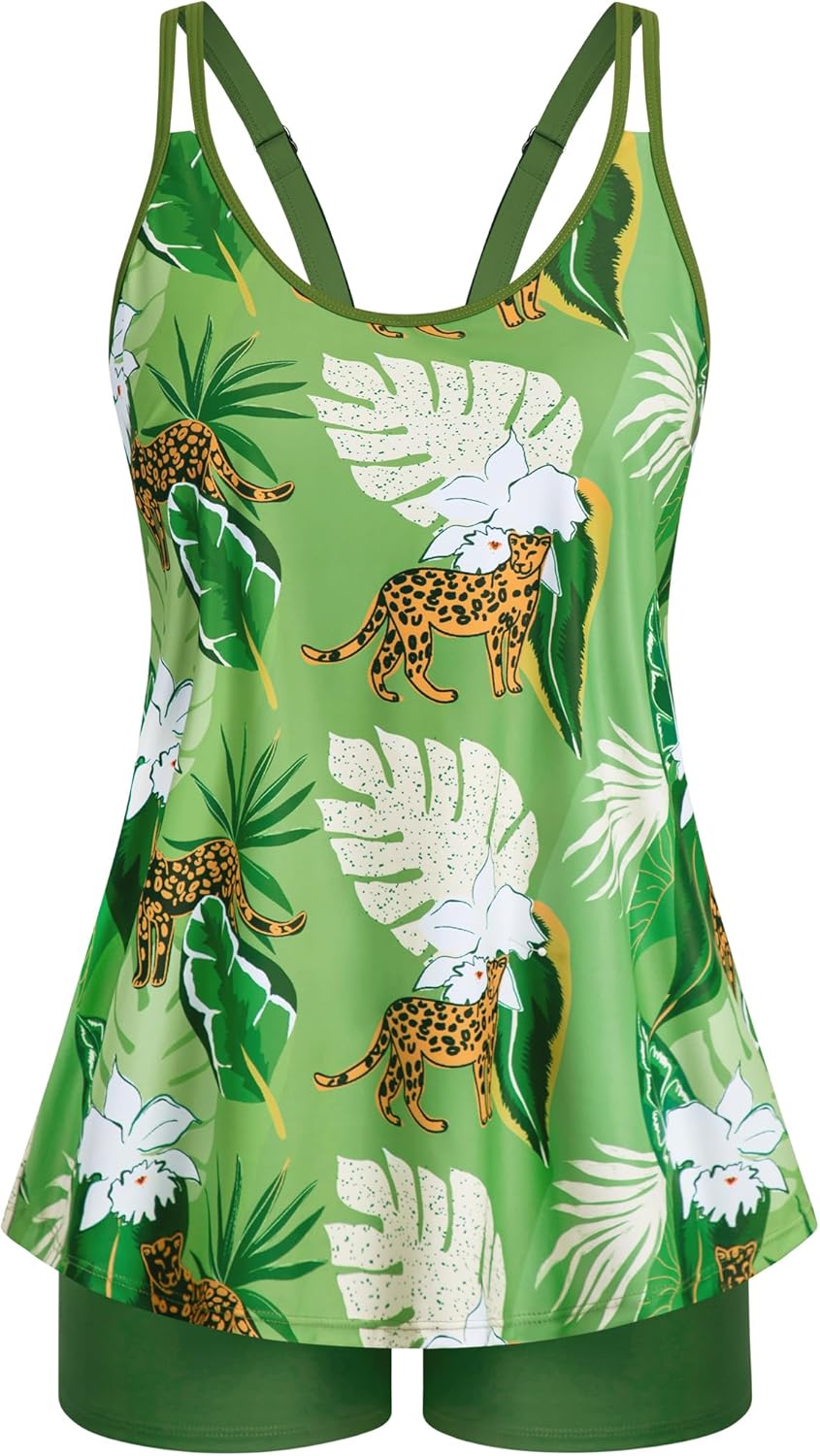 Arolina Tankini Swimsuits for Women Tummy Control Two Piece Bathing Suits Flowy Swim Tops with Boy Shorts