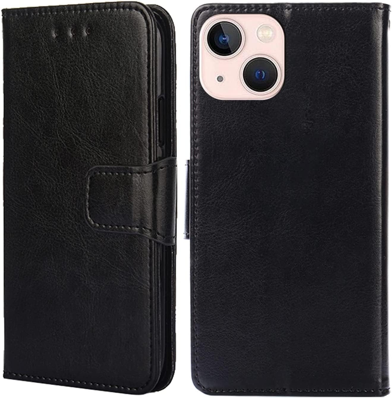 Flip Case for iPhone 14/14 Plus/14 Pro/14 Pro Max, Durable Leather Wallet Phone Cover with Card Holder Kickstand Magnetic Clasp Shockproof Protective Case (Color : Preto, Size : 14)