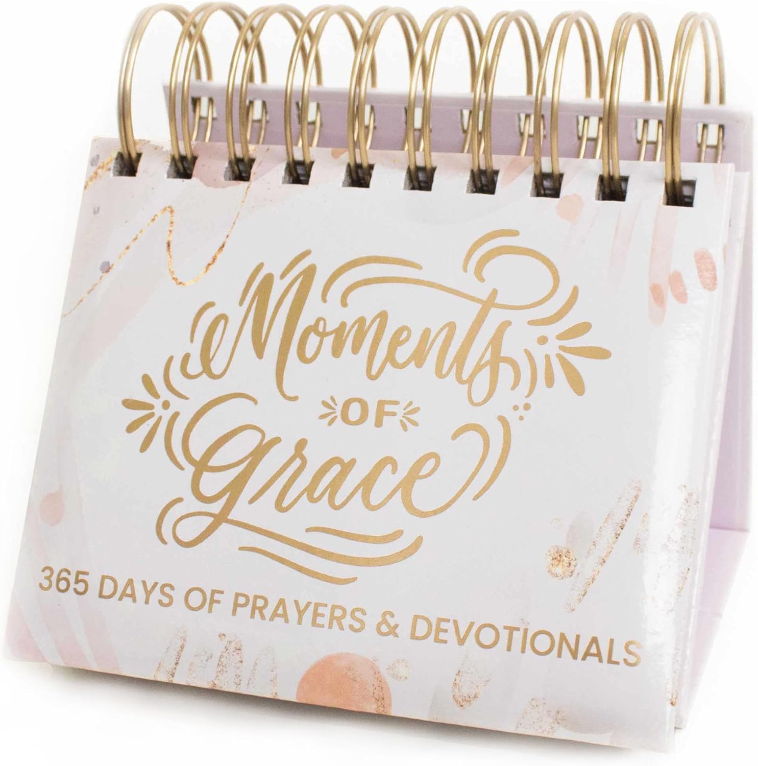 bloom daily planners x Writefully His Undated Perpetual Desk Easel – Religious Inspirational Standing Desktop Flip Calendar – Page a Day – (5.25″ x 5.5″) – Moments of Grace