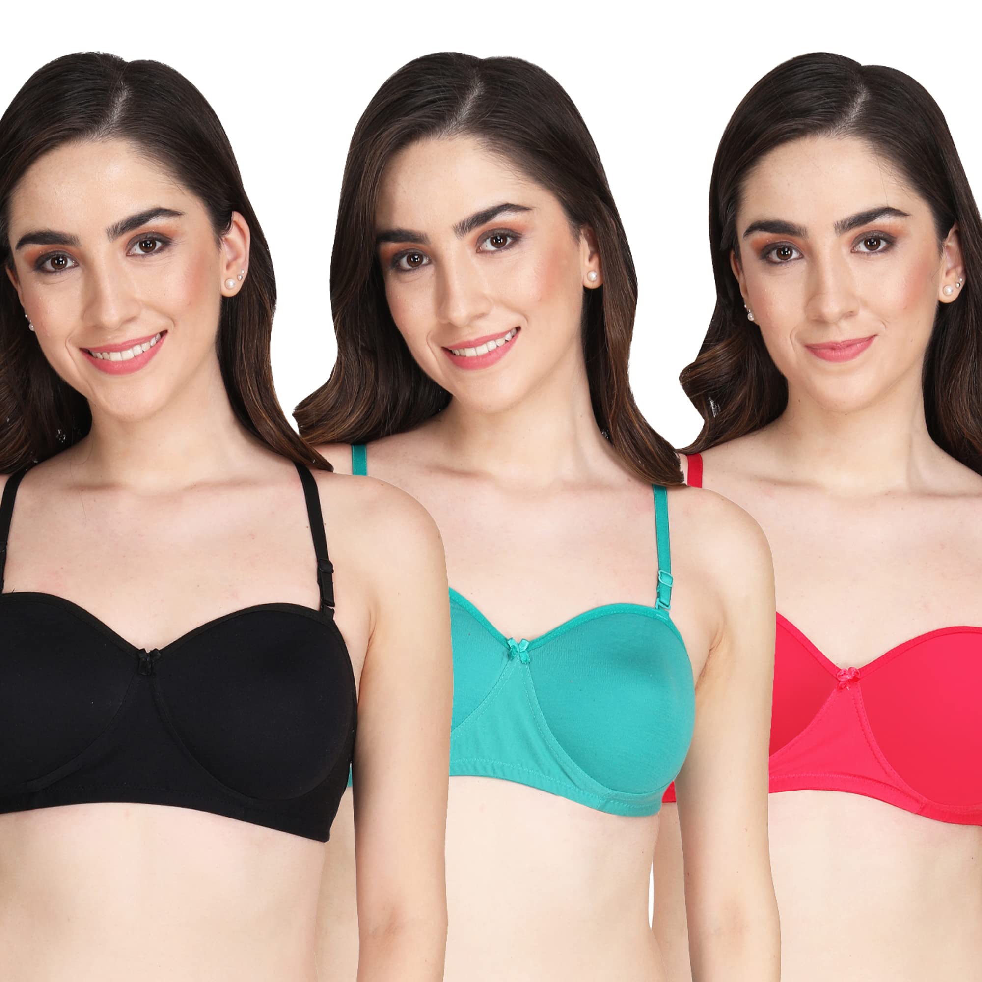 liigne Women Half Cup Padded Bra - Made of Pure Cotton Full Coverage Non Wired Seamless Pushup Soft Cup for T-Shirt Saree Dress and for Everyday-picture-2