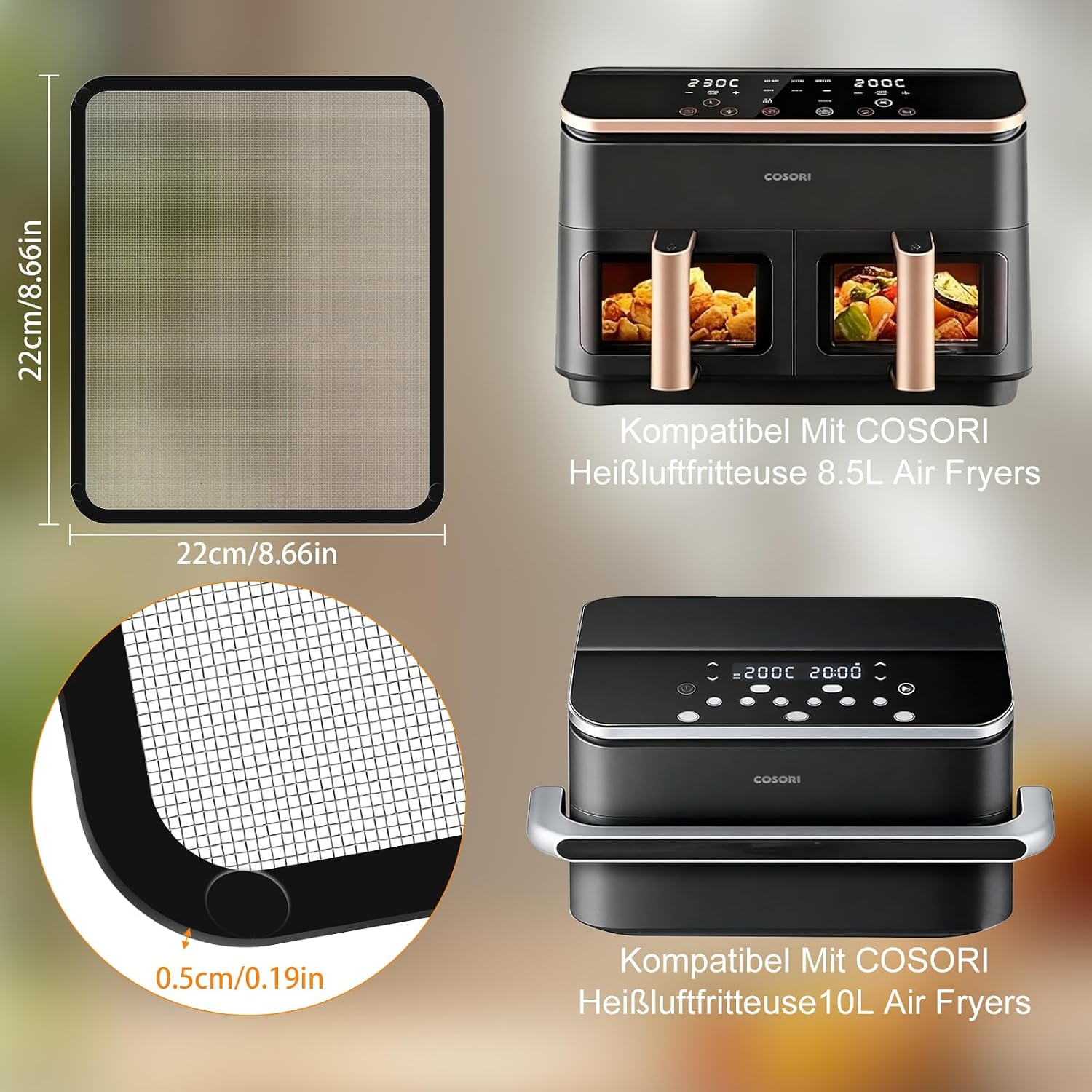 2 Pack Stainless Steel Hot Air Fryer Splash Guard Thin Mesh Anti-Grease Net Protection with Magnet Reusable Airfryer Accessory, Fit for COSORI image 2