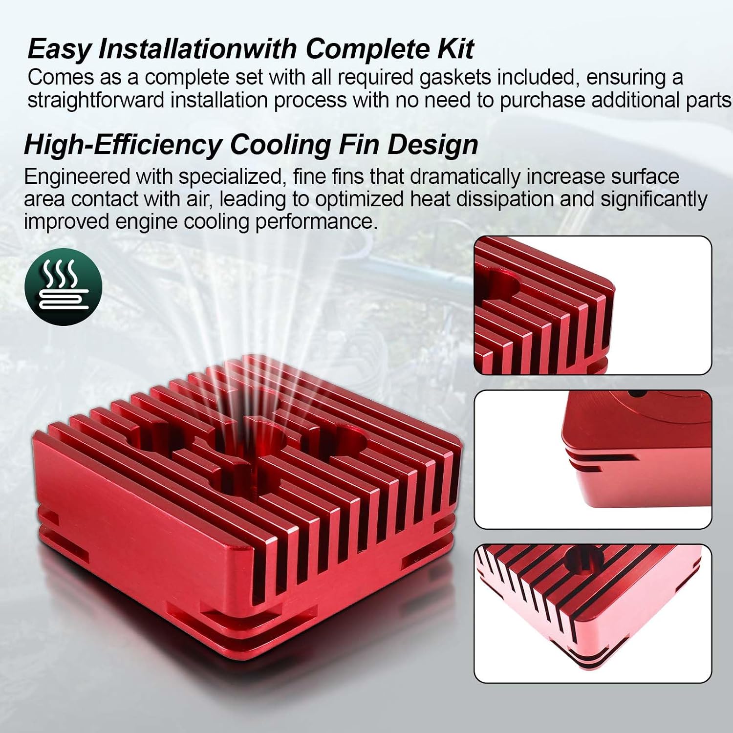 HGC CNC Red Cylinder Head For Racing 66cc/80cc Engine Motorized Bike Bicycle