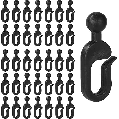 Lyreh 50pcs Plastic Hooks for Gazebo Curtains, Invisible Curtain Track Hooks for Outdoor Gazebo Canopy Home Hotel Supplies (Black)