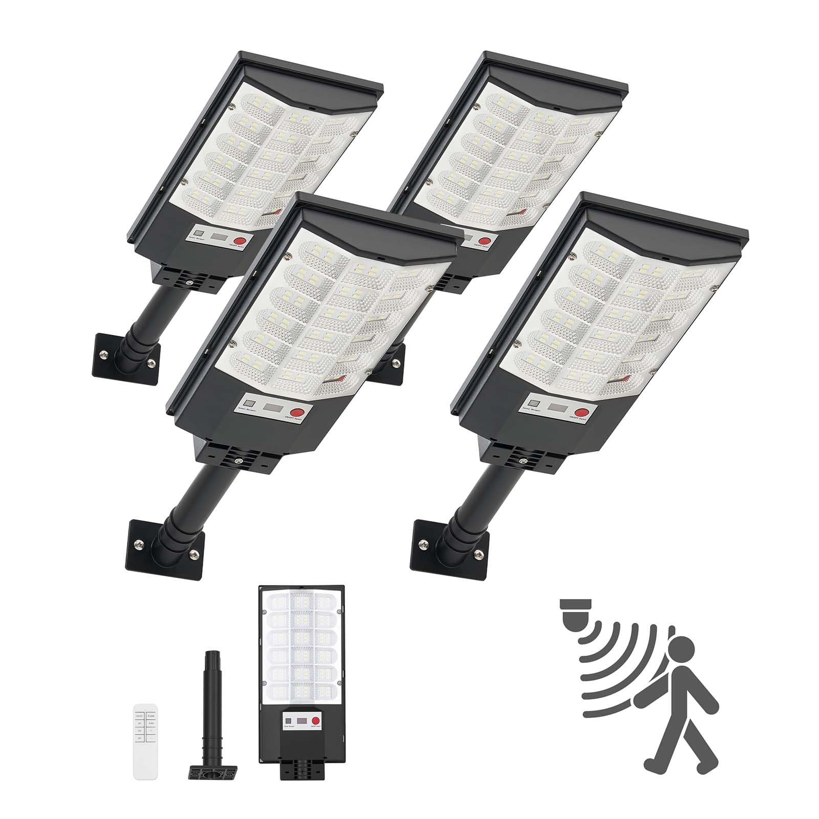 VEVOR Lampioni Solari 500 W per Esterno 50000 LM, Faretto Solare per Parcheggio Commerciale dal Tramonto all'Alba, Lampada di Sicurezza a LED con Sensore di Movimento, Illuminazione Esterna