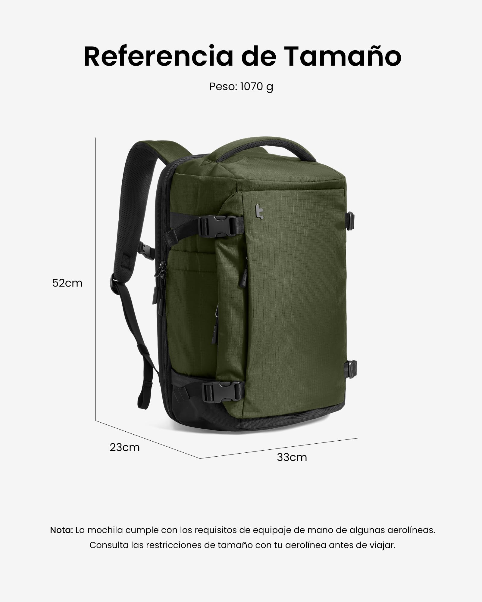 tomtoc Mochila de Viaje 40L, Mochila Viaje Cabina Avion TSA, Mochila Equipaje de Mano Impermeable, Business Travel Backpack Ligera para Portátil 17,3" Hombre Mujer, Grande Weekender Travel Backpack