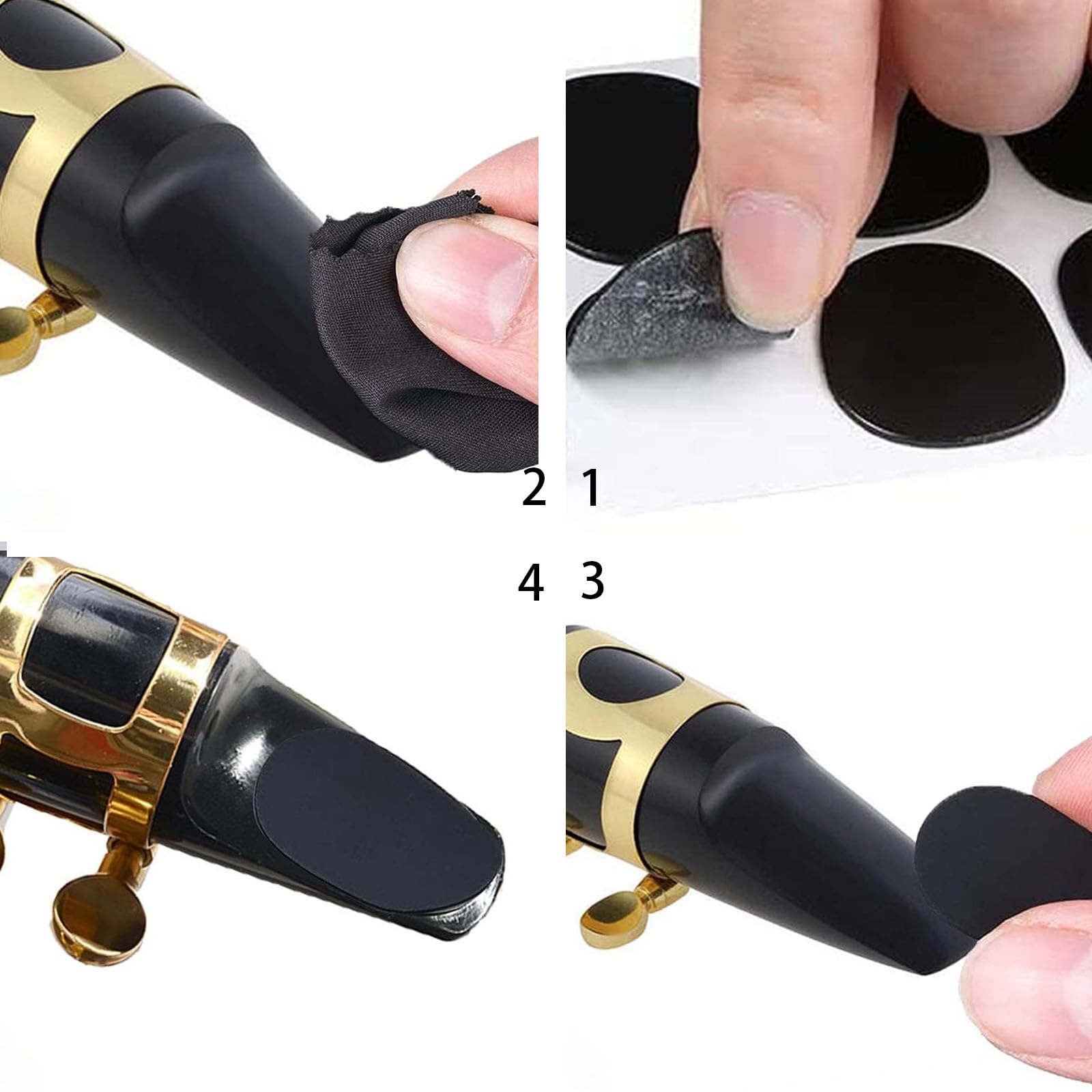 16 Stück Mundstückkissen, Bissgummi Klarinette, 0.5mm&0.8mm Alt-Tenor-Saxophon-Klarinette-Mundstück-Kissen, für Anfänger, Saxophone und Klarinetten (Schwarz)