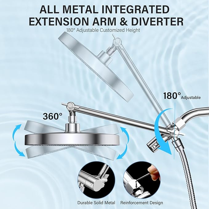 Regadera de Lluvia Alta Presión FASDUNT con Cabezal Portátil, 10" miniatura 3