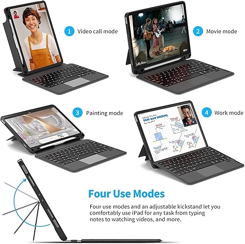 Miniatura 3 de Funda de teclado para iPad Pro de 11 pulgadas (201820202021), iPad de 10 generación, iPad Air 45 generación, teclado magnético desmontable Bluetooth