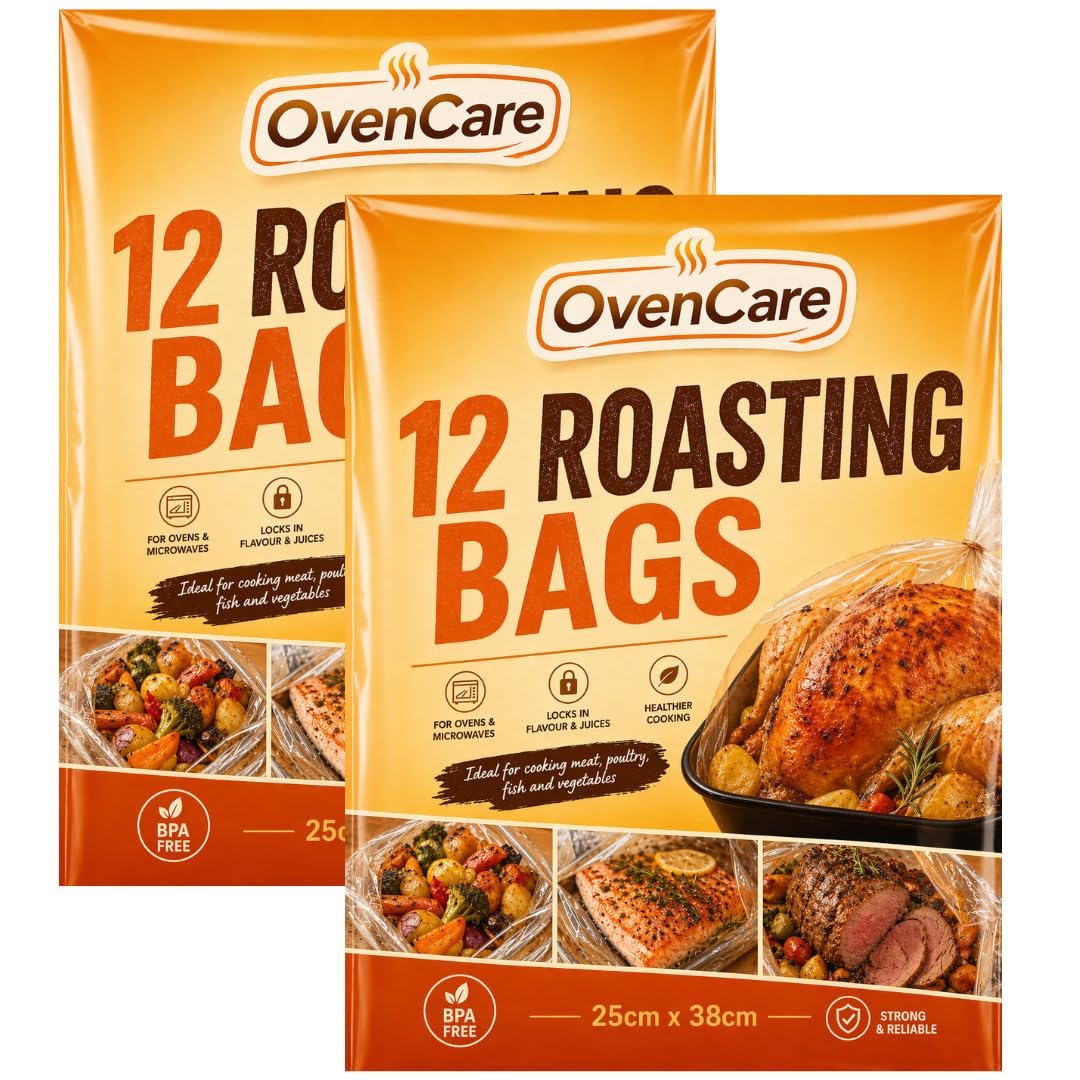Lnd Gifts Clear Roasting Bags - Large Cooking Bags Roasting Bags Pack Of 24, Flavour Seal Roast Bags With Ties 38 X 25Cm Perfect For Oven Use And Microwave Use