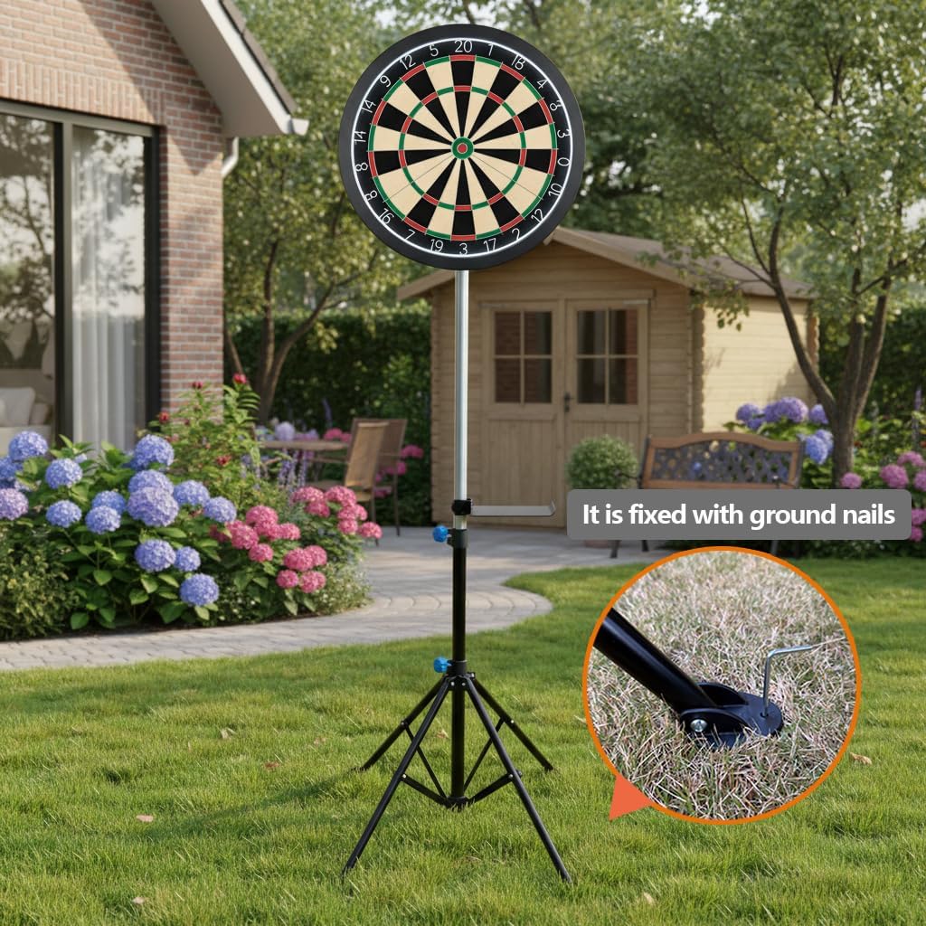 Portable Dart Board Stand, Professional Dartboard Stand with Four Legs, Adjustable Height Darts Tripod for Indoor or Outdoor, Heavy Duty Outside Dart Stands Accessories