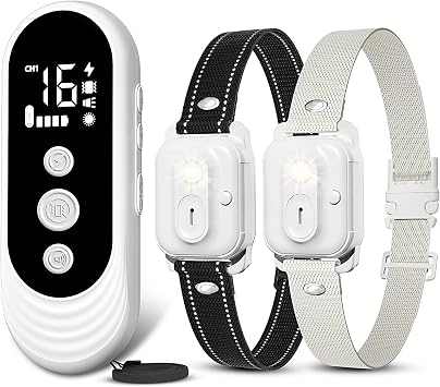 Dog Shock Collar 2 Dogs, 3300ft Dog Training Collar with Remote, IPX7 Waterproof Rechargeable Sleek Modern for All Dogs with Beep, Vibration, Safety Shock, Light Mode, 8-120 lbs NF