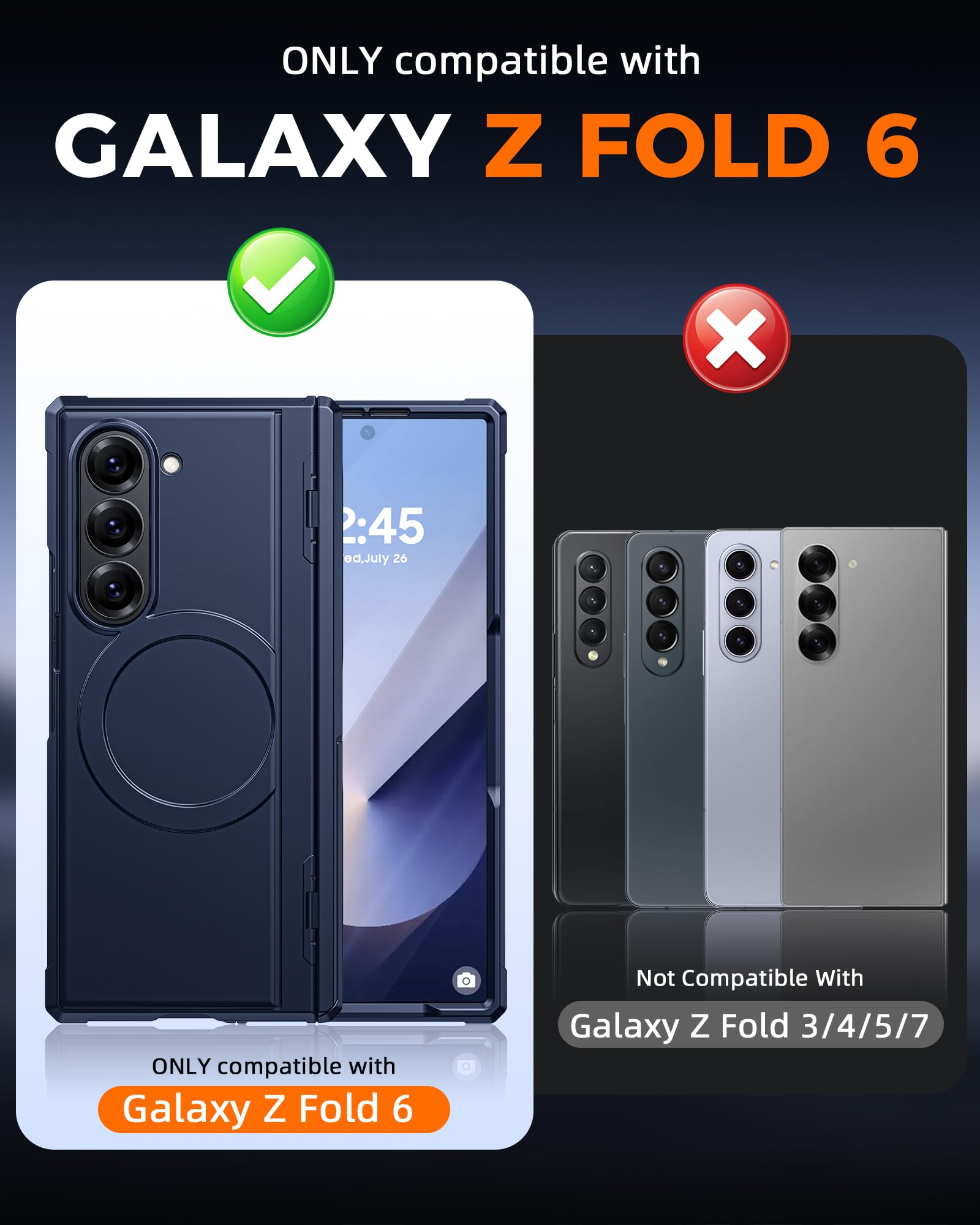 Kaiiecal Funda para Galaxy Z Fold 6 con protector de pantalla de privacidad [apto para Magsafe] [Soporte doble] [Protección de bisagra] Funda de cuerpo completo a prueba de golpes para Samsung Galaxy