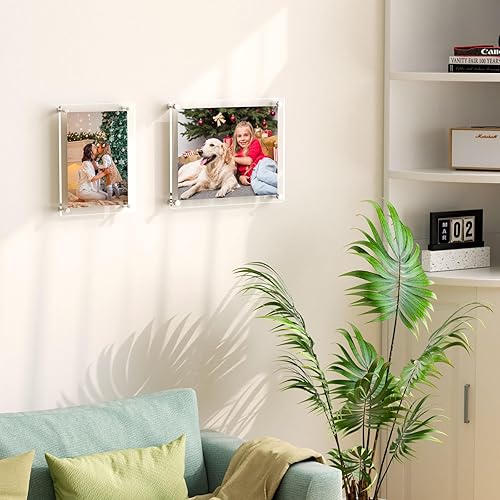 Miniatura 3 de AITEE Paquete de 2 marcos de fotos acrílicos de 11 x 14 pulgadas, marcos de fotos transparentes para pared, modernos marcos de fotos sin marco,