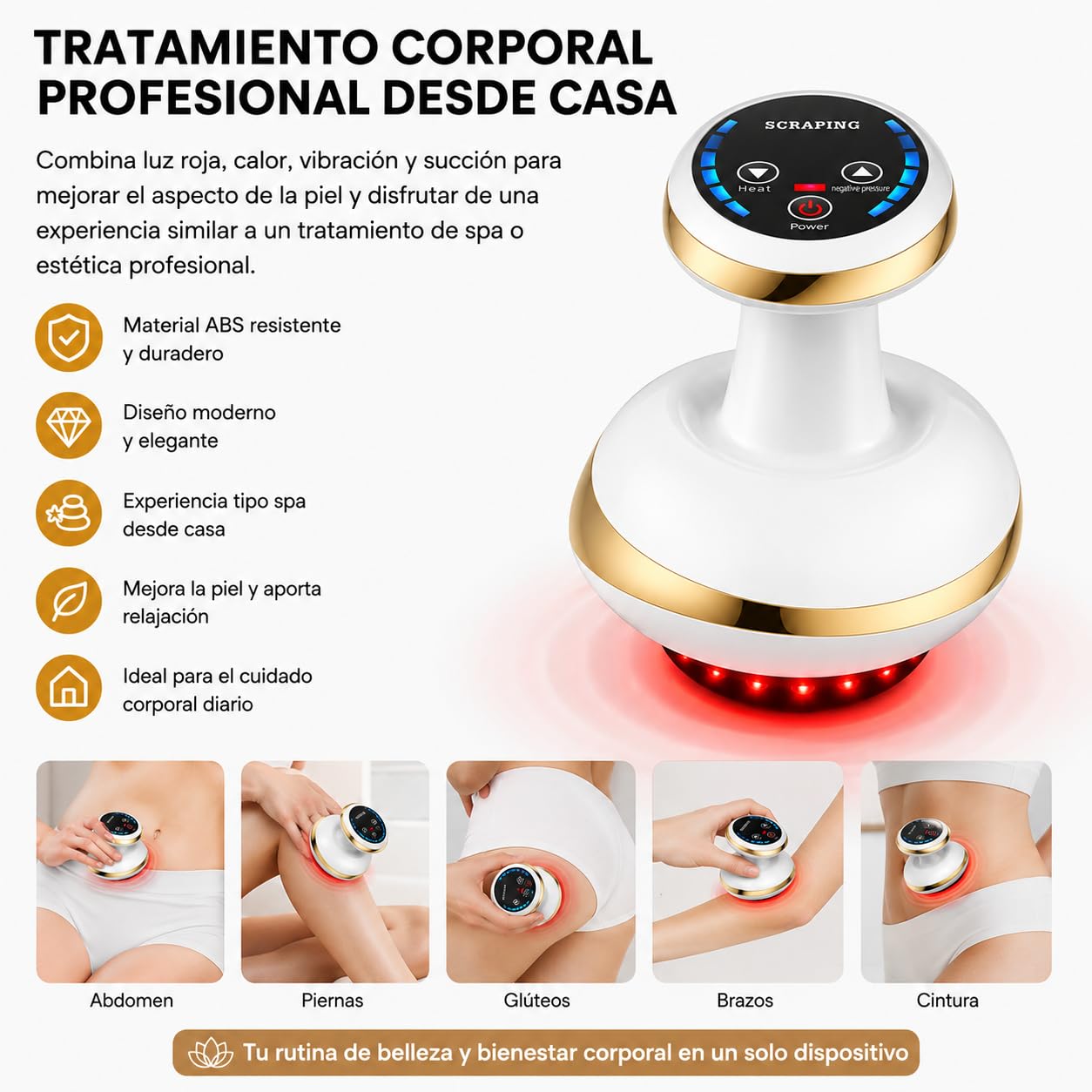 JABO - Masajeador Anticelulitico Reductor Profesional - Masajeador Reafrimante Corporal para la Flacidez y Celulitis - Vacumterapia Anticelulitica para Casa.