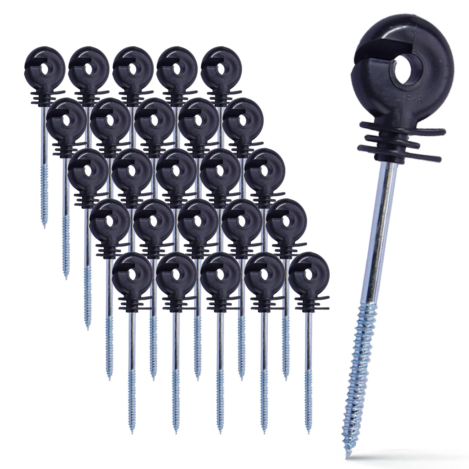 25 Pièces Isolateur Cloture Electrique, Longueur Totale : 150 mm | Pour Piquets en Bois · Pour Fil, Fil Poly & Corde · Installation Facile · Structure Durable