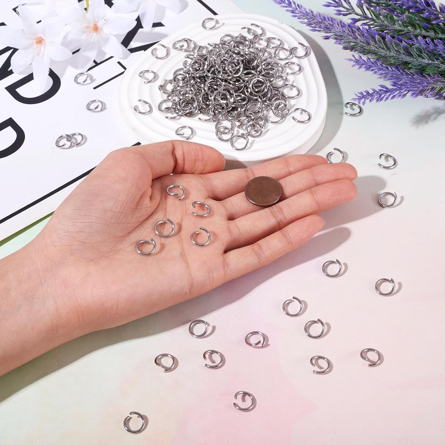 1000 Pcs 10 mm Open Jump Ring for Keychain Jewelry Jump Rings for Jewelry Making Stainless Steel Jump Ring for Chainmail Making Necklace Repair Layer Bracelet Jewelry Making
