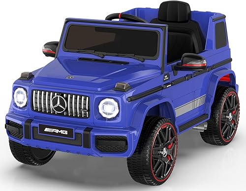 ANPABO Mercedes-Benz G63 Auto con licencia para niños, auto de paseo de 12 V con control remoto para padres, aviso de voz de batería baja, linterna