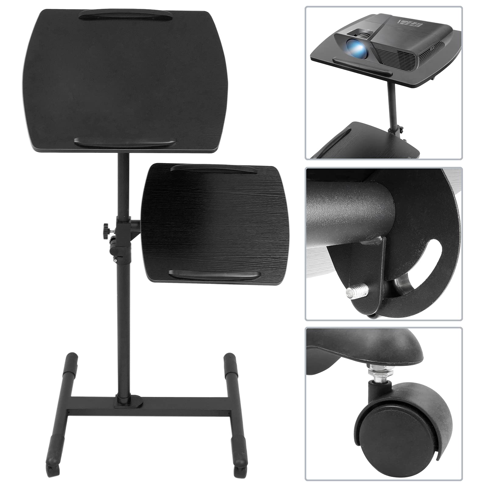 BeMatik - Carrito para proyector y ordenador portátil. Soporte negro para notebook con ruedas