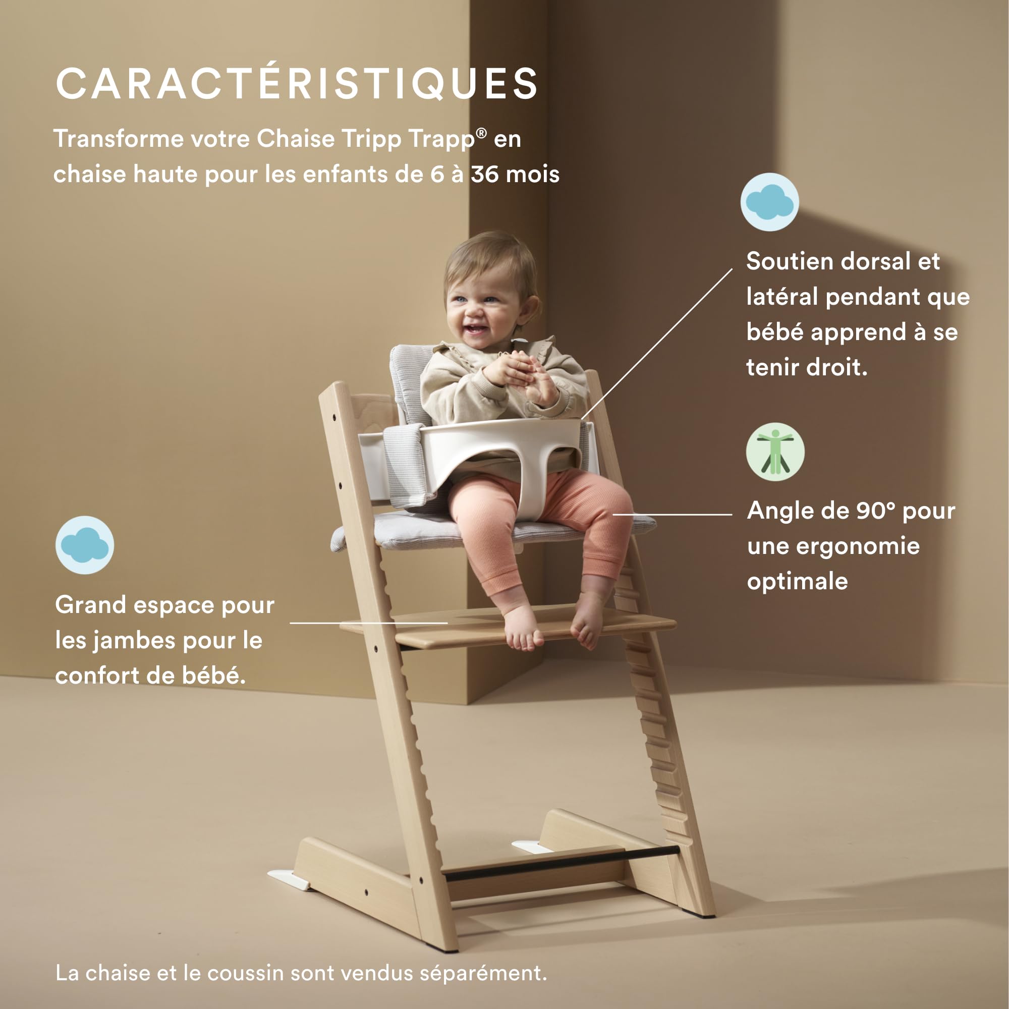Stokke Tripp Trapp Baby Set 2 Blanc - Chaise haute pour 6-36 mois - Compatible après 2003