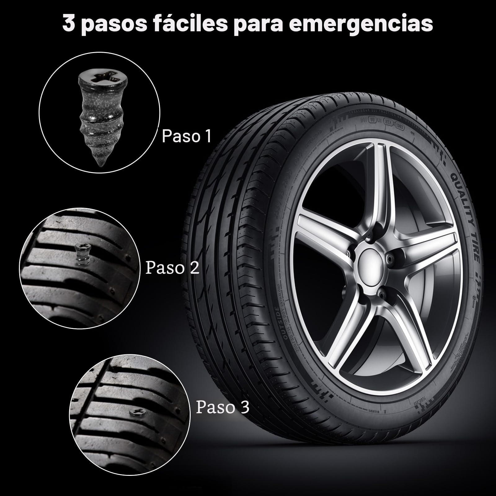 Samulee 85 Piezas Repara Pinchazos Coche, Clavo de Goma para Neumáticos, Clavos de Reparación de Neumáticos al Vacío con Destornillador, para Automóvil Motocicleta Camión Tractor