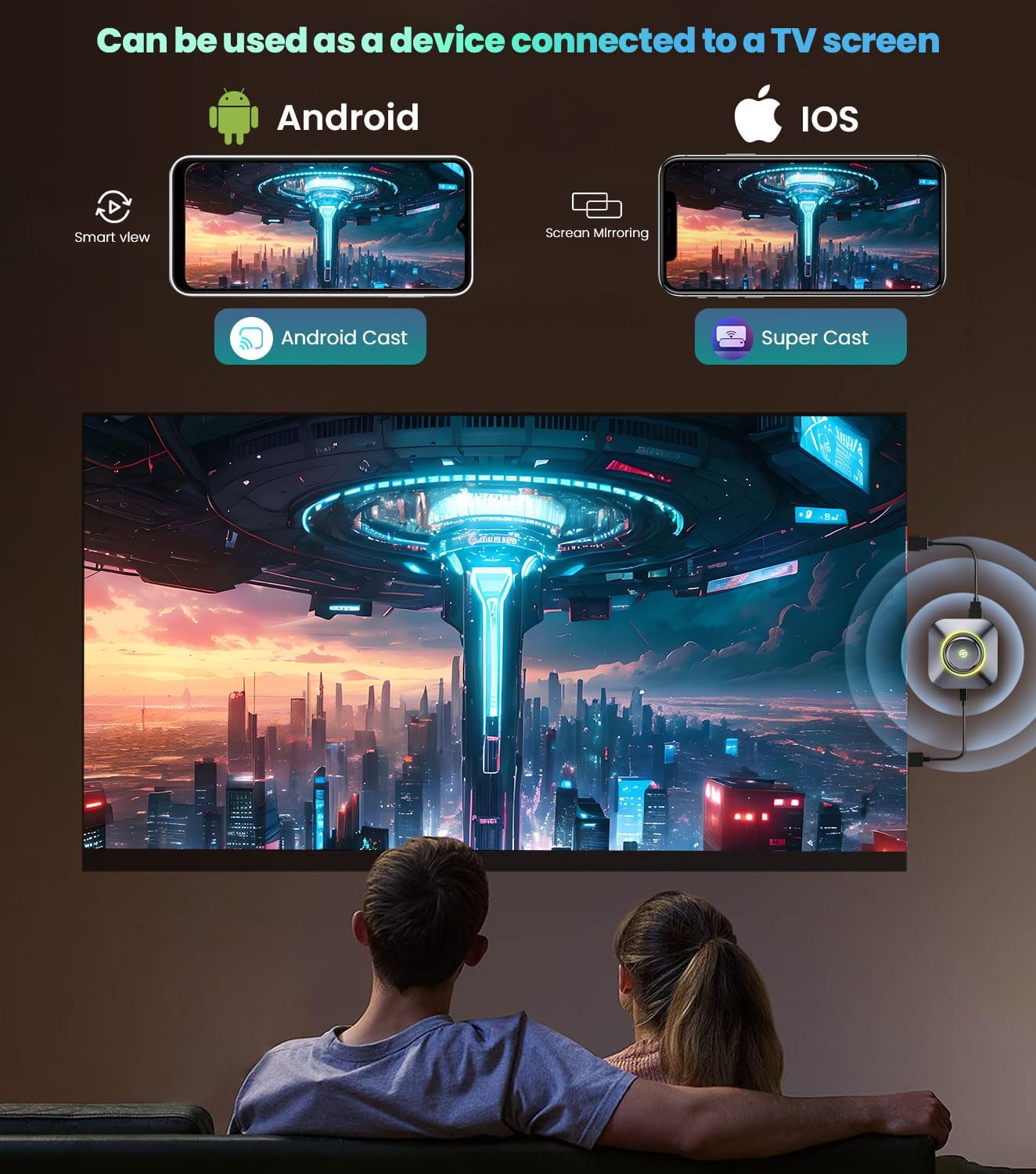 Internal components and features of the CarPlay AI Box, highlighting its 5G technology and quad-core chip.