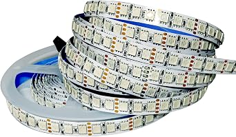 12V RGB LED Strip Light, 16.4ft 10000 lm Super Bright SMD 5050 IP20 Total 600 LEDs, LED Color Changing Rope Light Strip for Bedroom, Kitchen, Advertising Decoration