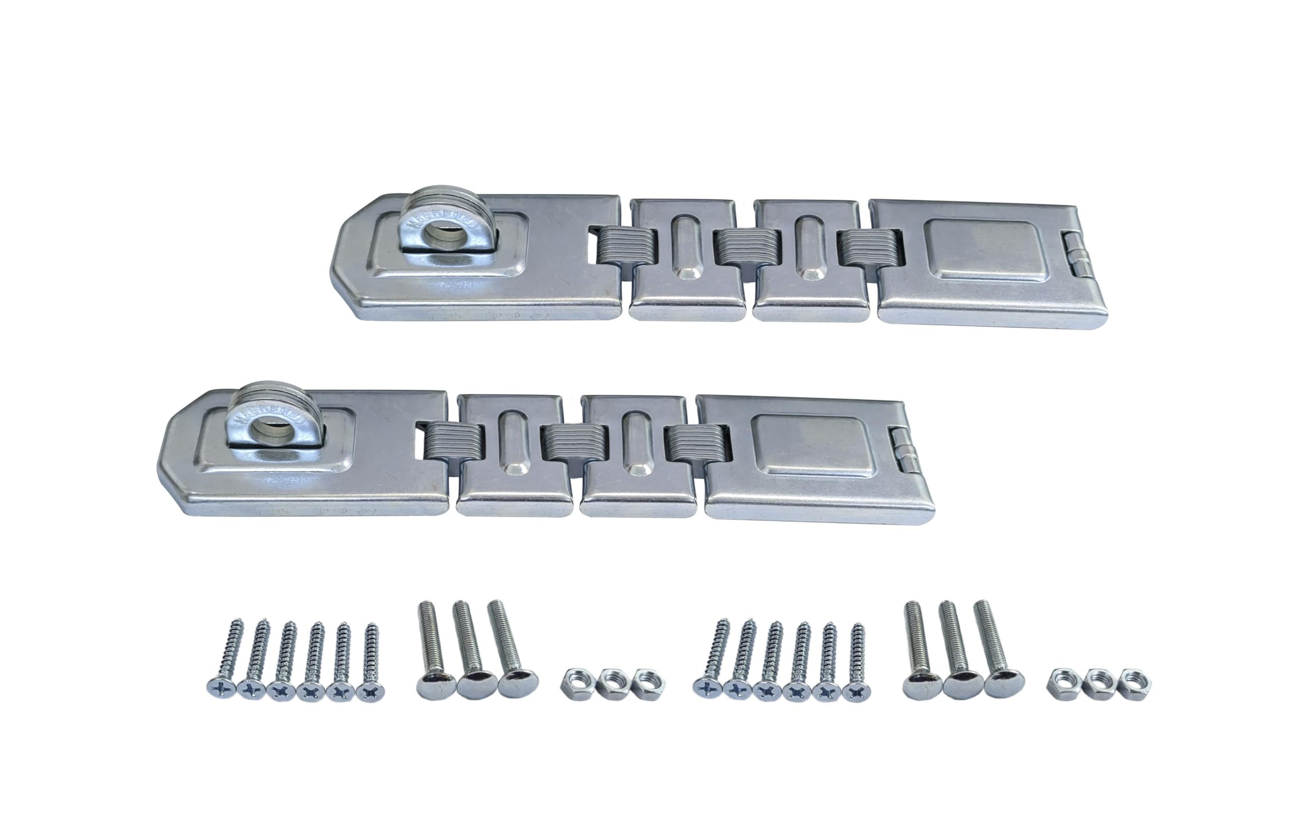 QCAA Extra Heavy Duty Concealed Safety Hasp, Flexible Link, with Hardened Staple, 9" Triple Flexible, Zinc Plated, 2 Pack, Made in Taiwan