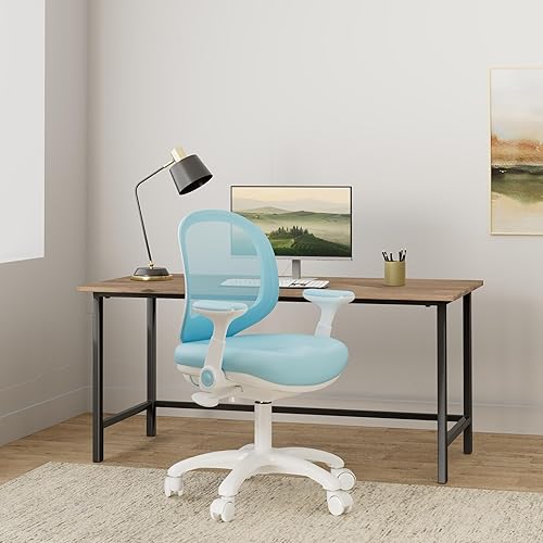 Miniatura 2 de QualiSky Silla de escritorio para niños, silla de oficina de estudio, diseño ergonómico, altura ajustable y profundidad del asiento (azul cielo con