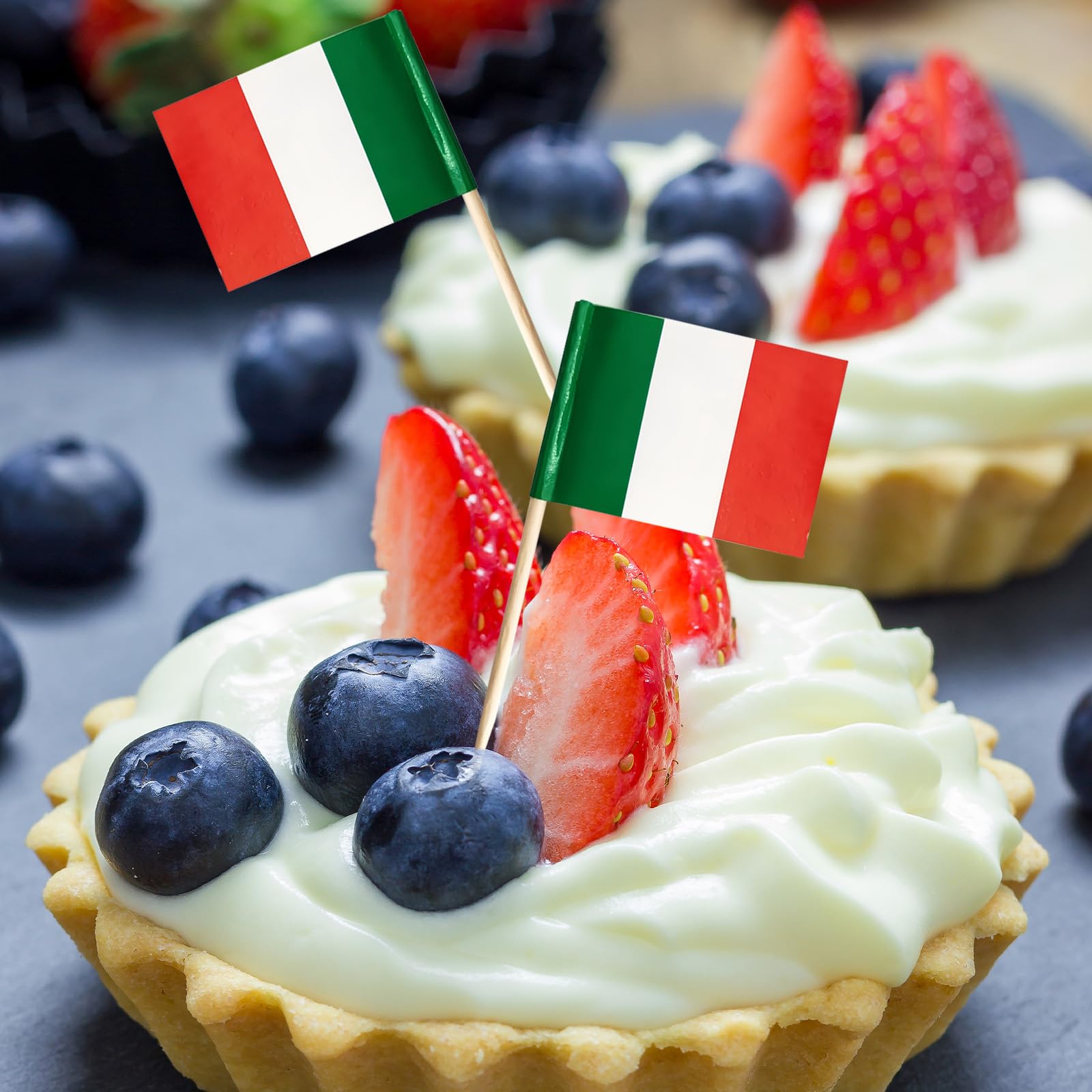 100 Bandierine Italiane Con Stuzzicadenti Per Decorazioni, Mini Bandiere Per Cupcake, Cocktail, Torte, Festività E Celebrazioni, 3,5x2,5 Cm - 3