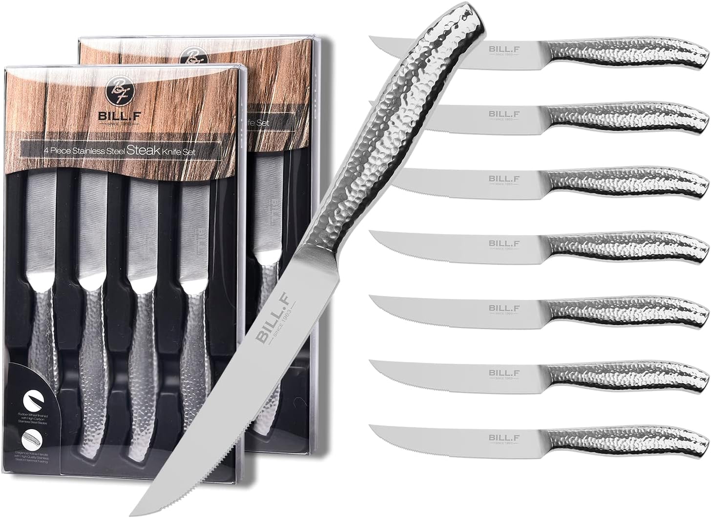 BF BILL.F SINCE 1983 Sharp Steak Knife Set of 8 Stainless