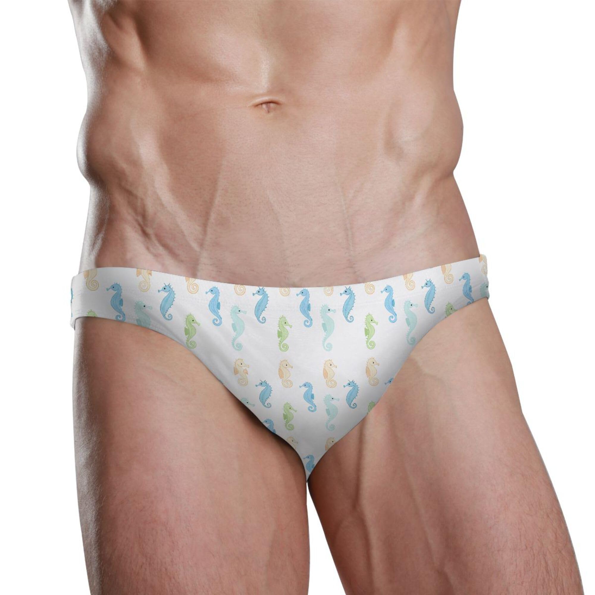 Cute Seahorse Swim Briefs for Men Swimsuit Bikini Swimwear XXXL B0404647
