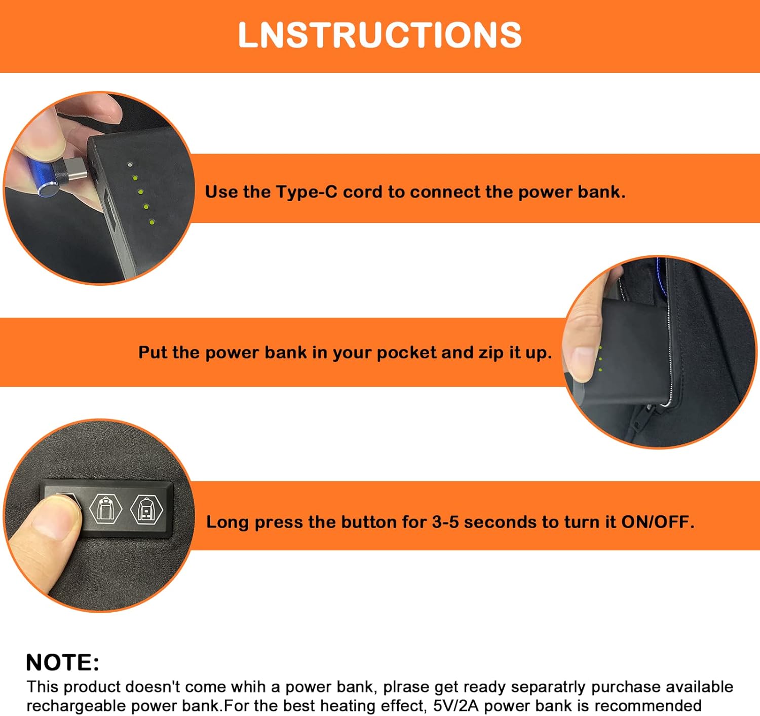 Miniatura 5 de Pinuotu Chaleco calefactado para hombres y mujeres, chaqueta térmica recargable por USB, calentador de cuerpo eléctrico, sin batería