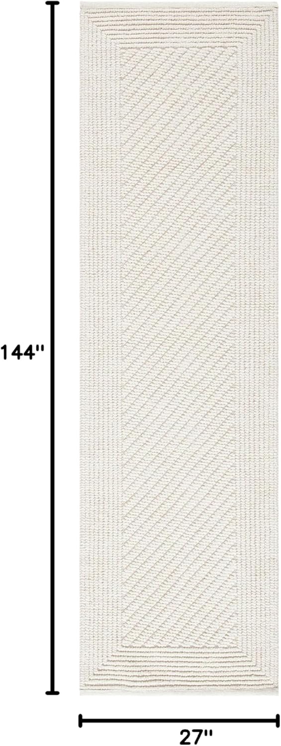 SAFAVIEH Natura Collection Runner Rug - 2'3" x 12', Ivory, Handmade Wool, Ideal for High Traffic Areas in Living Room, Bedroom (NAT450A)