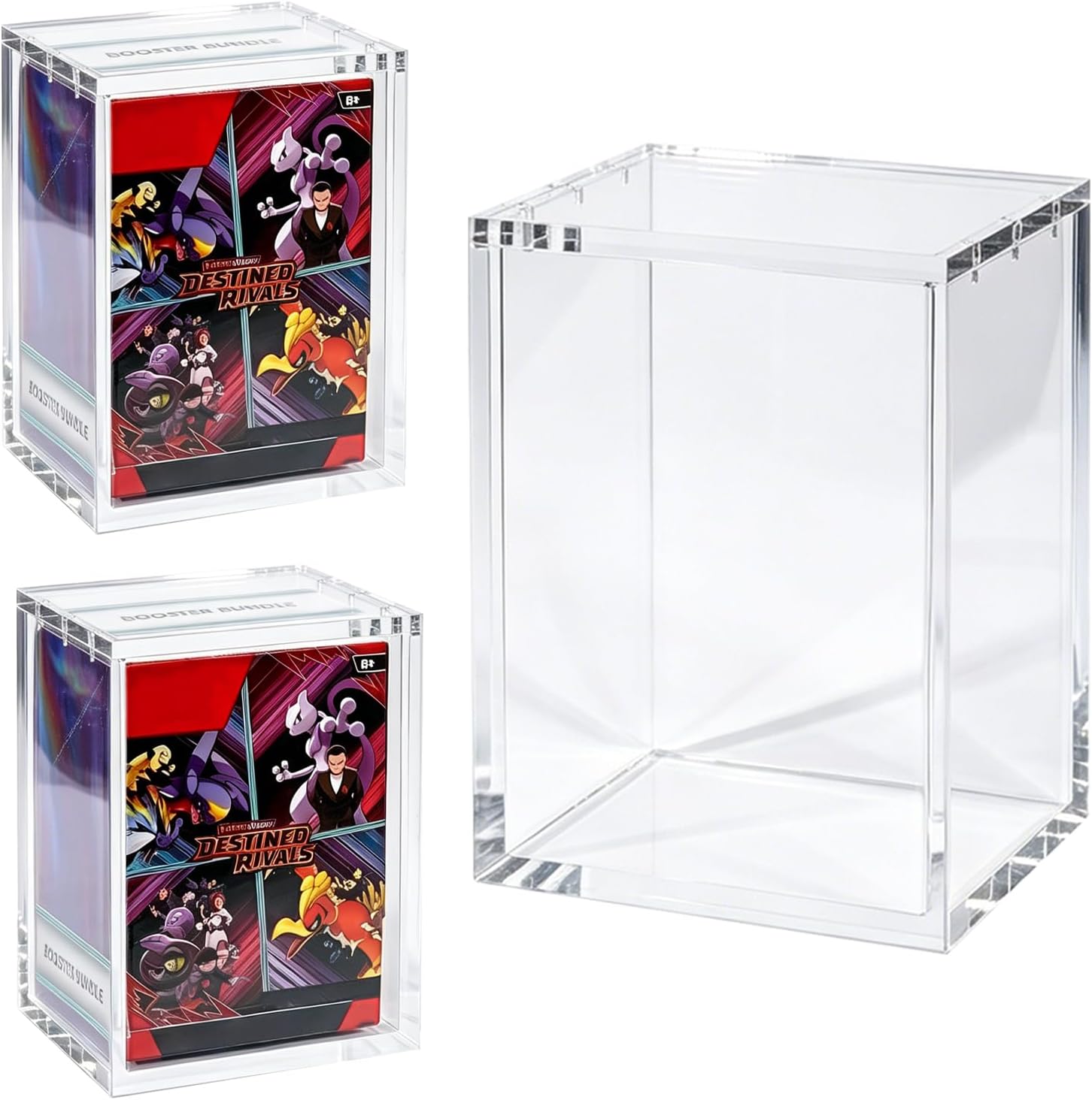 2-Pack Booster Bundle Acrylic Case - 5mm Think Clear Protective Magnetic Display Box with UV Protection & Dust Resistant, (Not for Perfect Order/Ascended Heroes)
