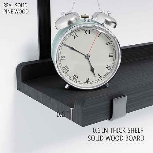 Miniatura 4 de Estantes flotantes de madera natural de pino con labio, estantes flotantes de madera recuperada de 24 pulgadas de largo para almacenamiento en