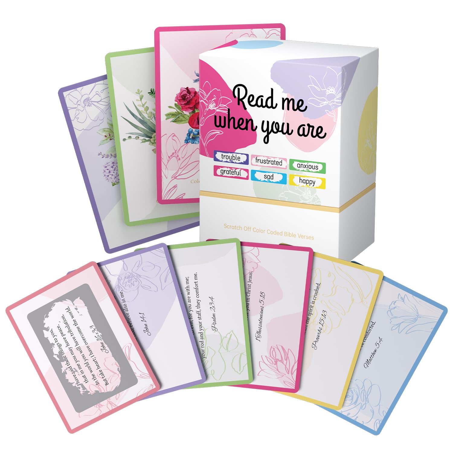 ULARCS Scratch Off Bible Verse Cards, 96 Read Me When Bible Verses Cards for Emotions and Feelings, Christian Gifts for Women, Birthday, Mom Gifts,