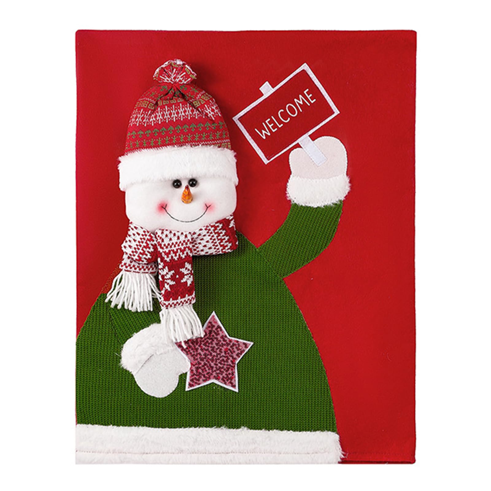 Buxuaaaa Red Cartoon Santa Chair Back Cover 3D Snowman Christmas Chair Covers Slipcover Removable Washable Protector Decoration Dinner Seat Covers