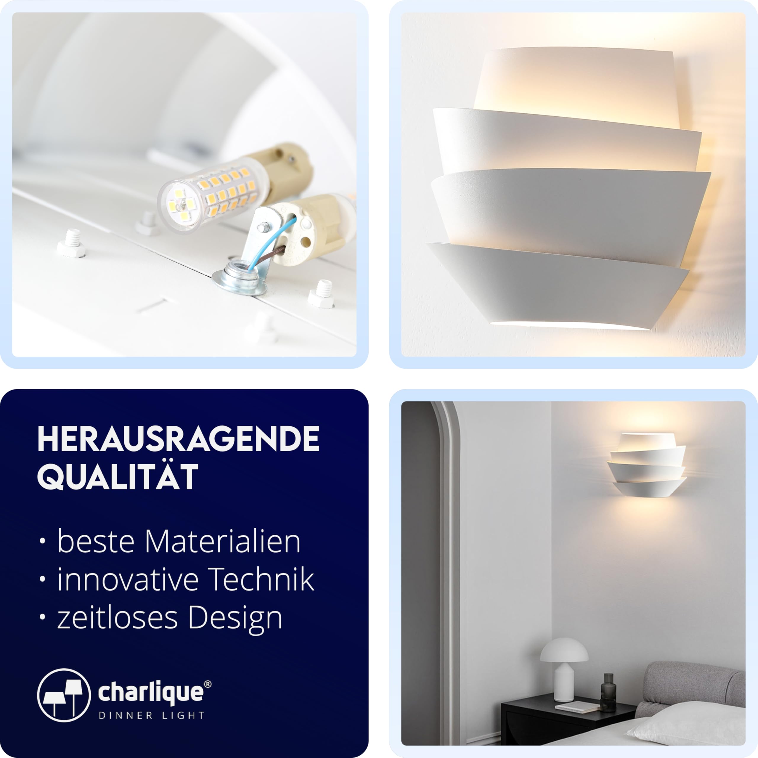 Wave Light Wandleuchte innen, weiss, LED Wandlampe, warmes Licht