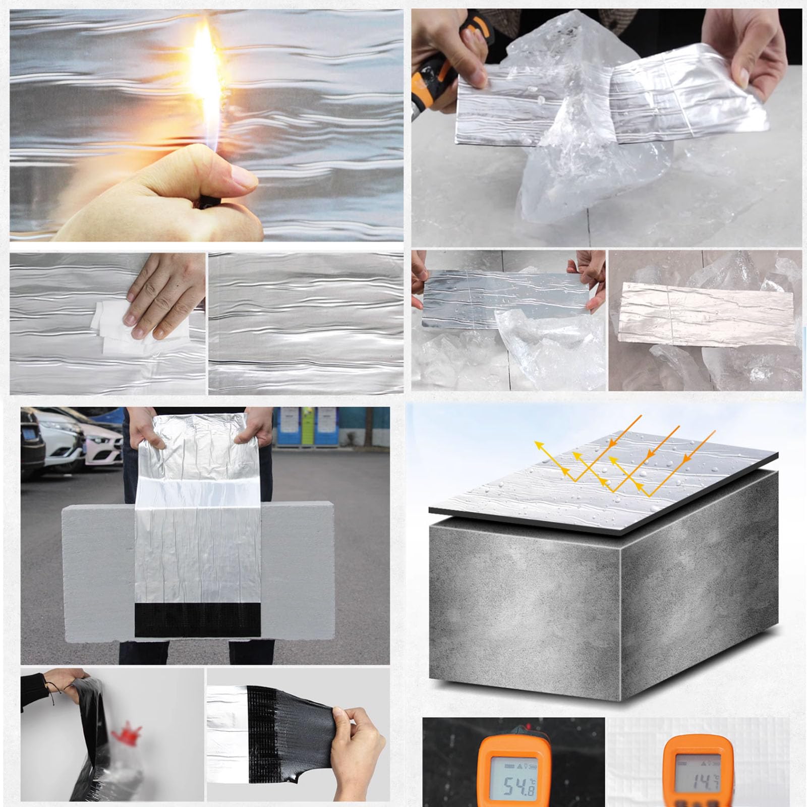 Cinta de reparación de Asfalto, Impermeable para Exteriores, de Aluminio, autoadhesiva, Resistente a los Rayos UV y a la Intemperie, para Reparar Grietas en techos, canalones y per