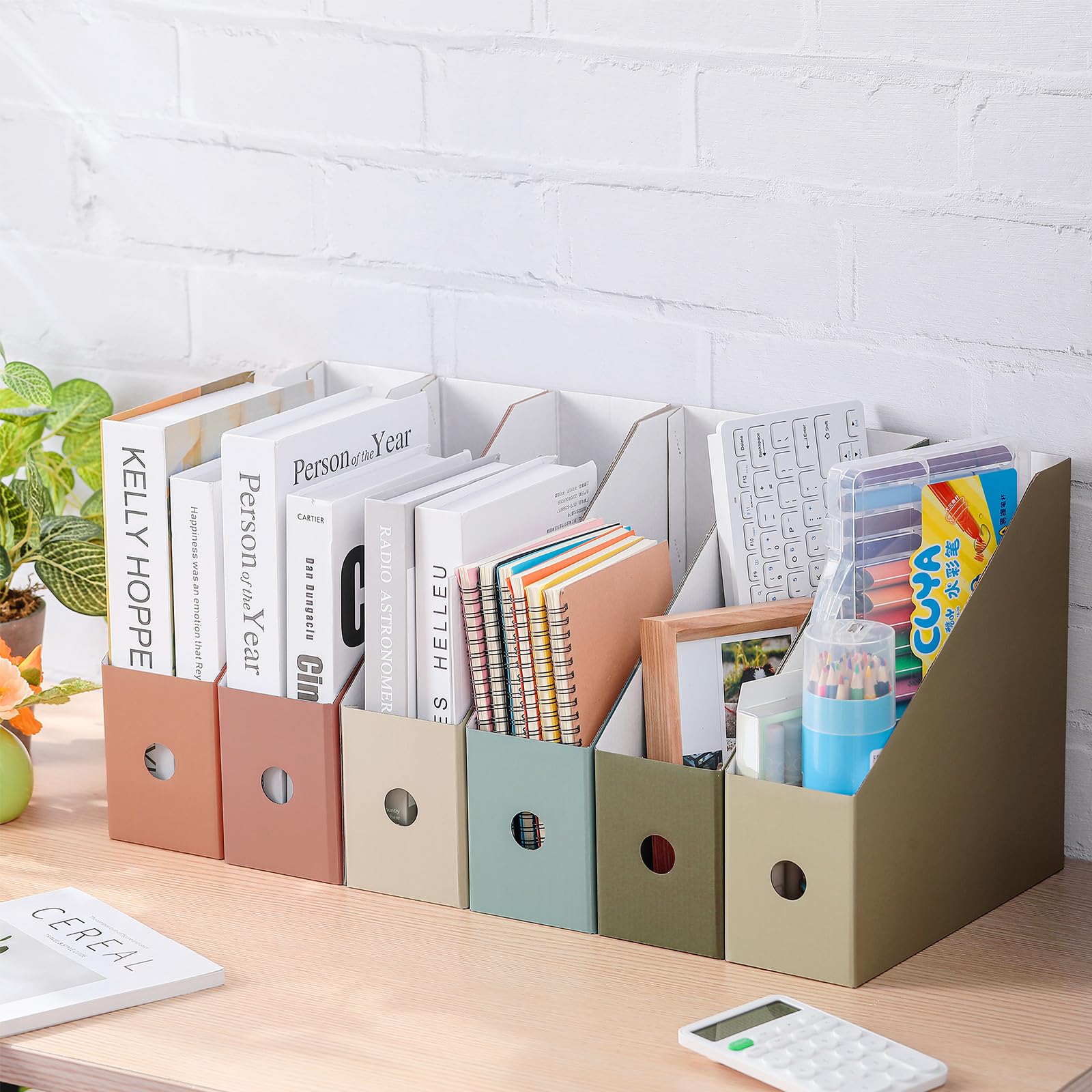 Colarr 12 Pcs Cardboard Magazine Holders 12 Colors Magazine Storage Box with Label Stickers Magazine File Organizer Folder Book Holder for Desk Desktop Document Organizer for School (Morandi Colors)