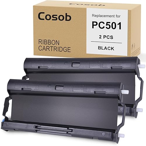 Cosob Compatible con Brother PC501 PC-501 PPF Cartucho de fax de impresión PPF para impresora Brother Fax 575 (paquete de 2)