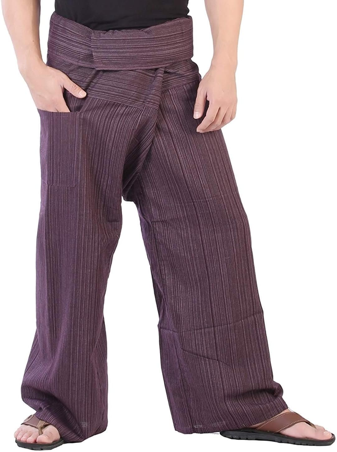 Whitewhale Mens Women Cotton Stripe Thai Fisherman Pants.