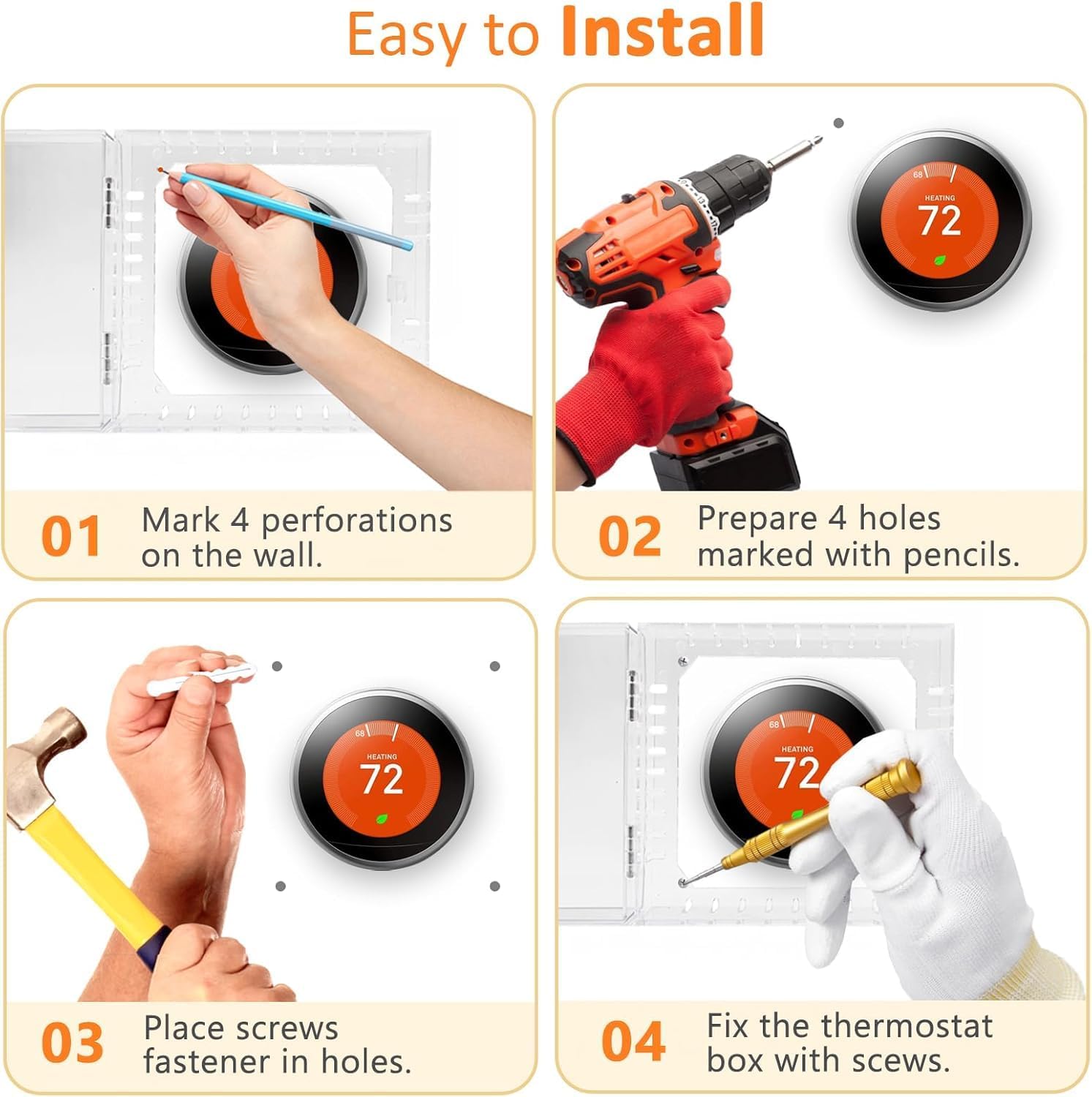 Thermostat Lock Box with Key Thermostat Cover Universal Thermostat Lock Box Clear Small Thermostat Guard for Wall Thermostats for All Type Nest Thermostat 4.72''*4.72''*1.97'' or Smaller