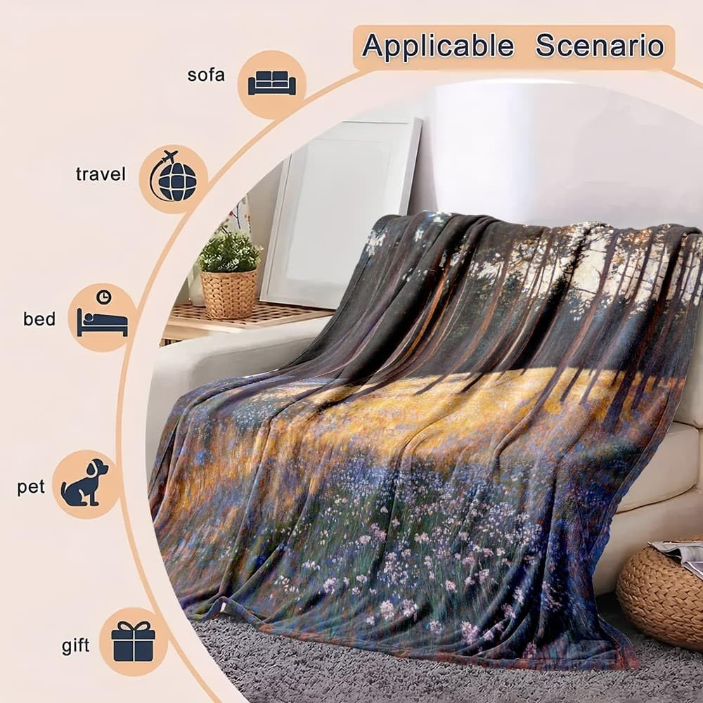 Lekki antystatyczny koc wełniany XXL 180 x 220 cm światło słoneczne dżungla drzewa kwiaty koc flanelowy super miękki zielony na łóżko sofa biuro ochraniacz na kolana łóżko samochód kemping plaża