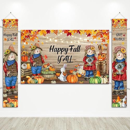 Avezano Pancartas decorativas con texto en inglés "Happy Fall Y'all", 3 carteles de fiesta de feliz otoño y dar gracias para decoración de fiesta de