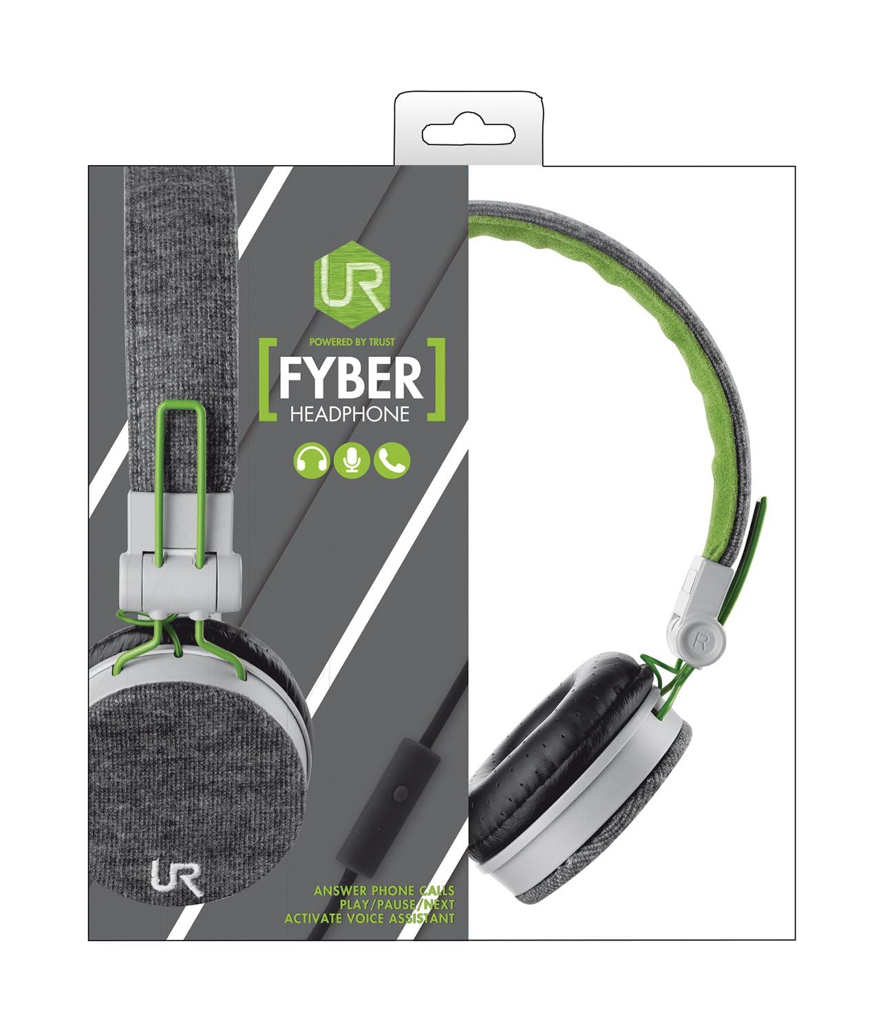 Trust Urban Fyber słuchawki nauszne stereo do smartfona i tabletu - szare/zielone