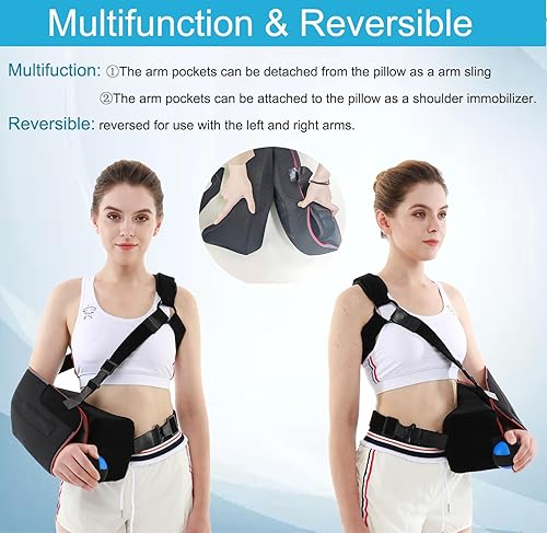 Miniatura 5 de Eslinga universal de abducción de hombro con almohada de abducción de 30 con correa de 3 puntos ajustable, inmovilizador para soporte de lesiones,