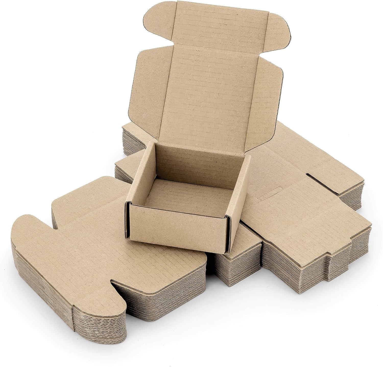 Ellbest 20pcs Mini Packing Boxes, 3.38 * 3.38 * 1.53 inches | Kraft Paper Boxes, 1.5 mm Thick for shipping, Storaging Small items, Brown, for Mailing, Storage