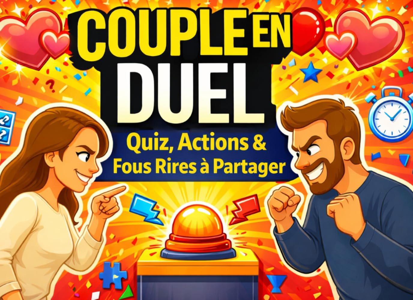 Couple en duel : Quiz, Actions & Fous Rires à Partager - Duel à deux Jeux, Quiz, Défis drôles pour couples pour rire ensemble et casser la routine