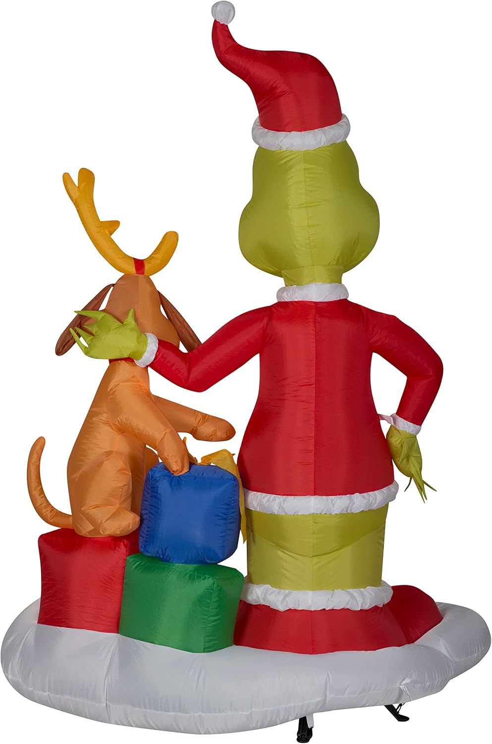 Gemmy Christmas Airblown Inflatable Grinch and Max w/Presents Scene Dr. Seuss, 6 ft Tall, Multi